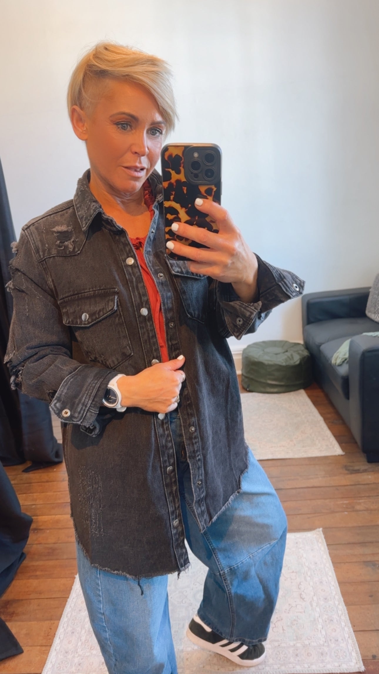 Vintage Black Boyfriend Denim Shacket