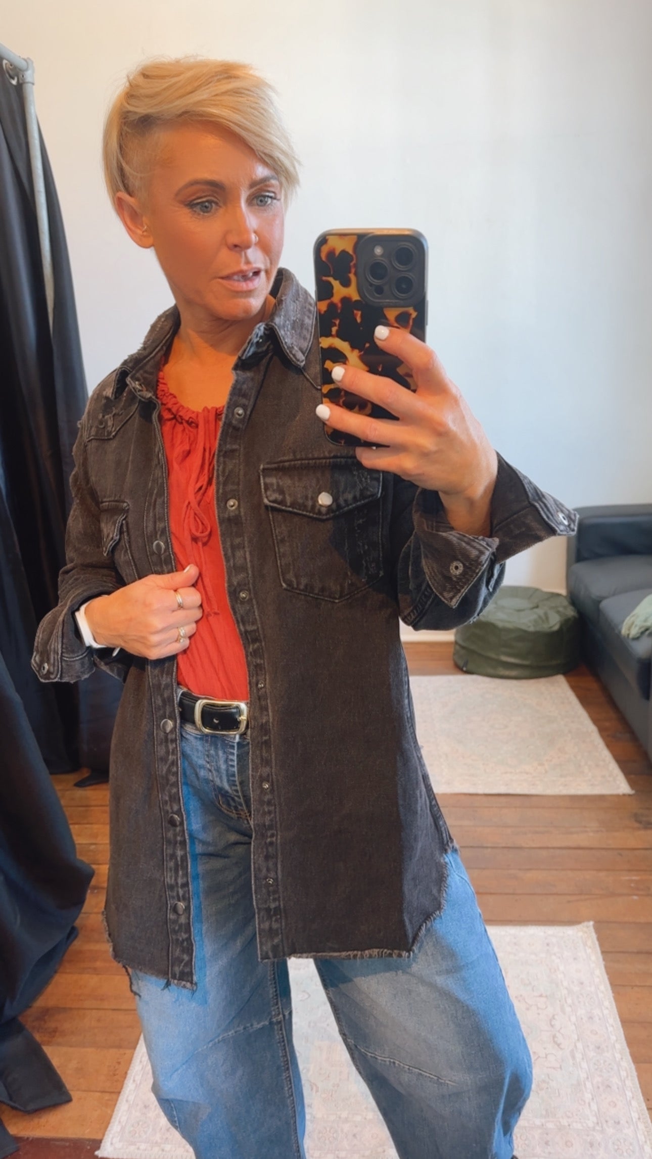 Vintage Black Boyfriend Denim Shacket