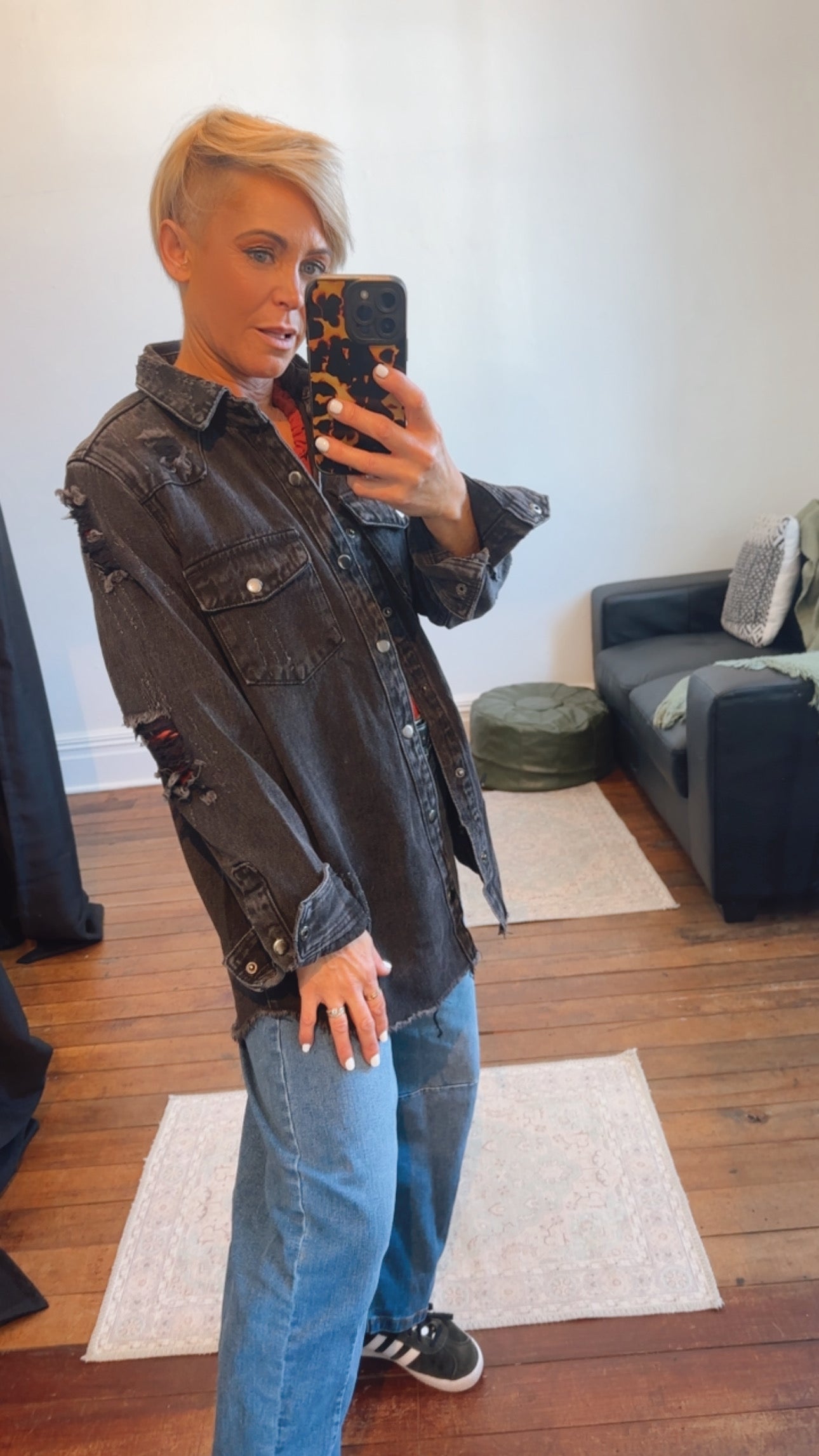 Vintage Black Boyfriend Denim Shacket