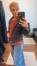Black Acid Wash Oversized Sleeves Fitted Waistband Denim Jacket