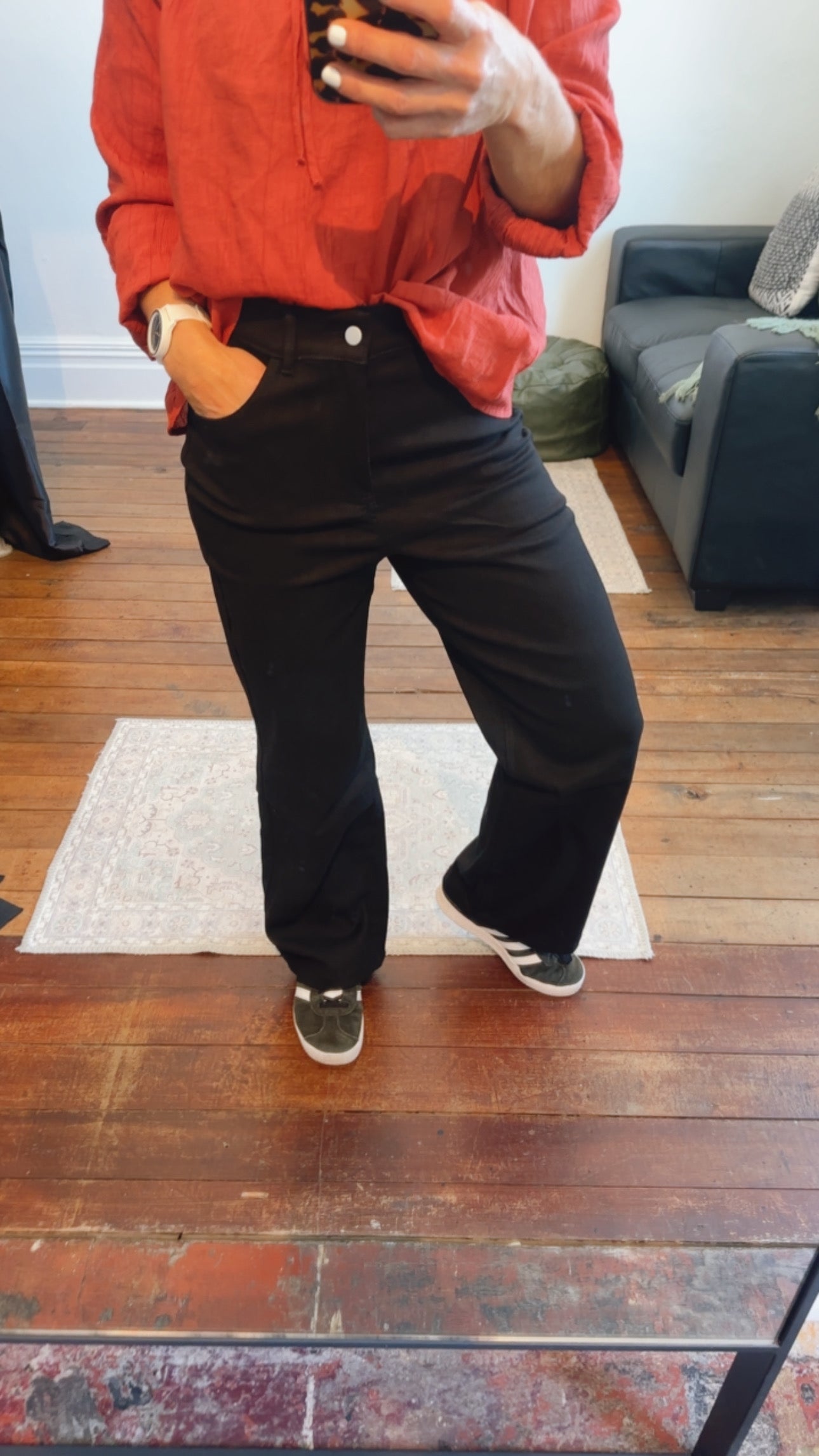 Black Wide Leg Stretch Jeans