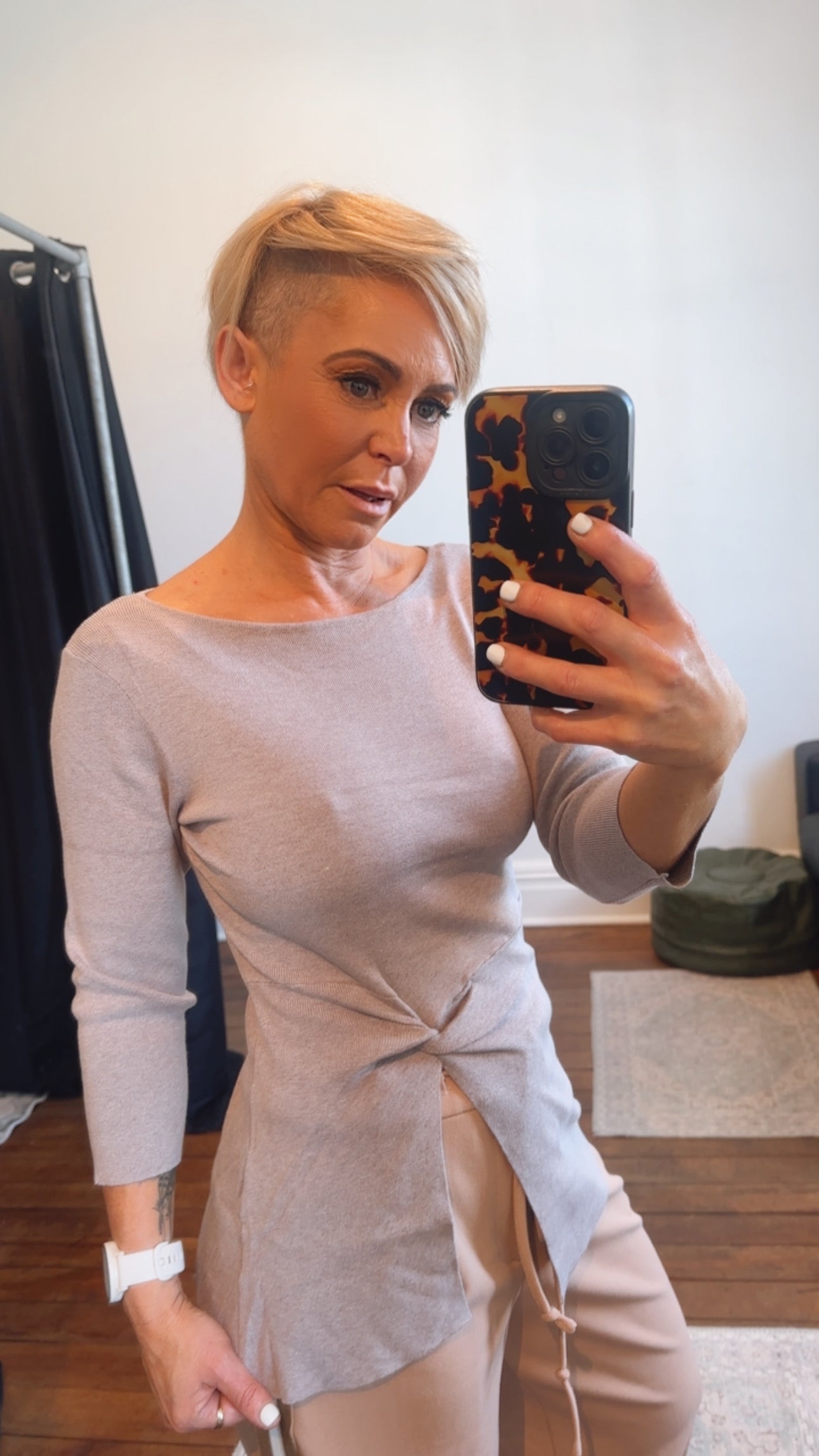 Twist Detail Knit Top Mocha