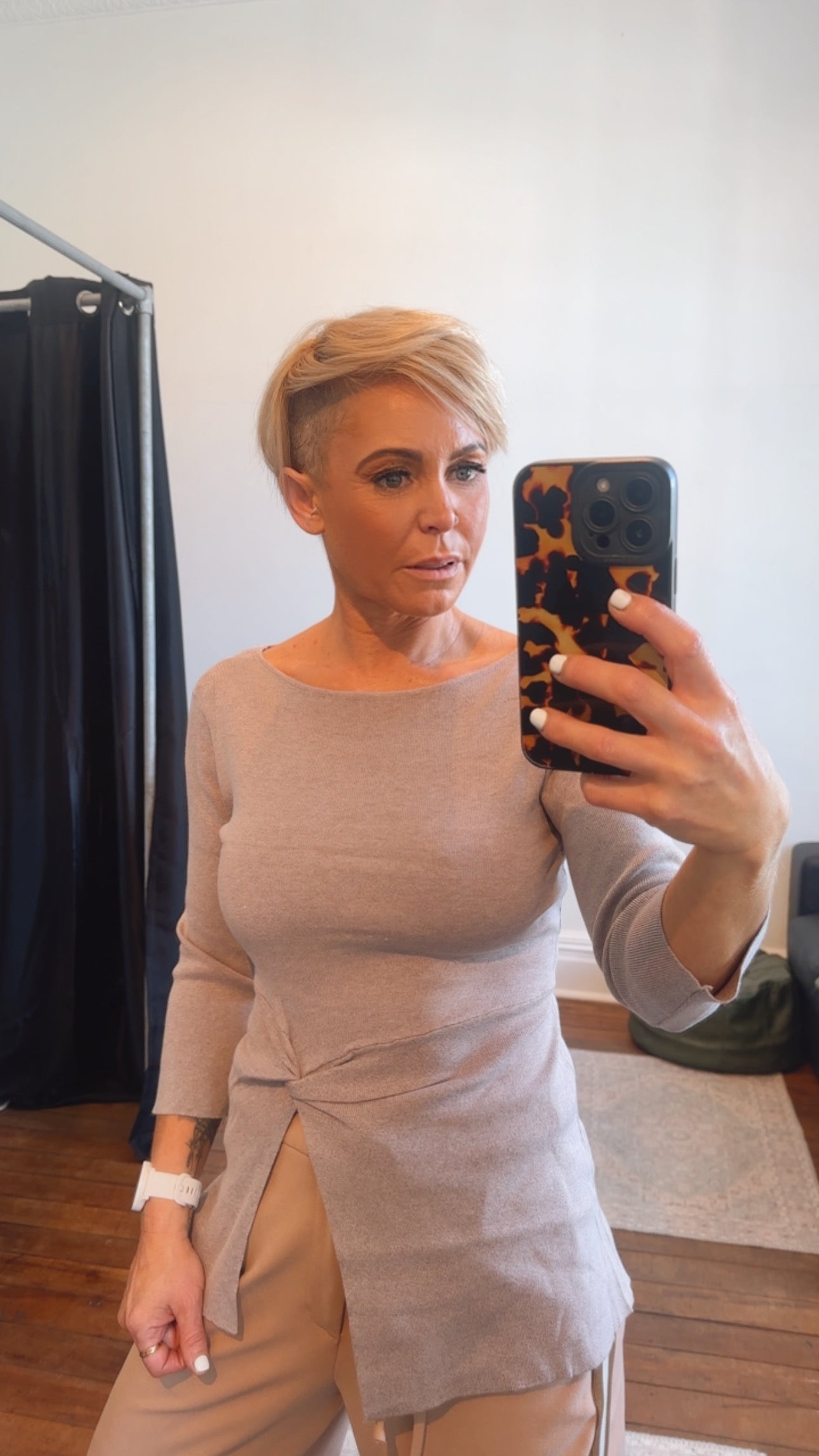 Twist Detail Knit Top Mocha