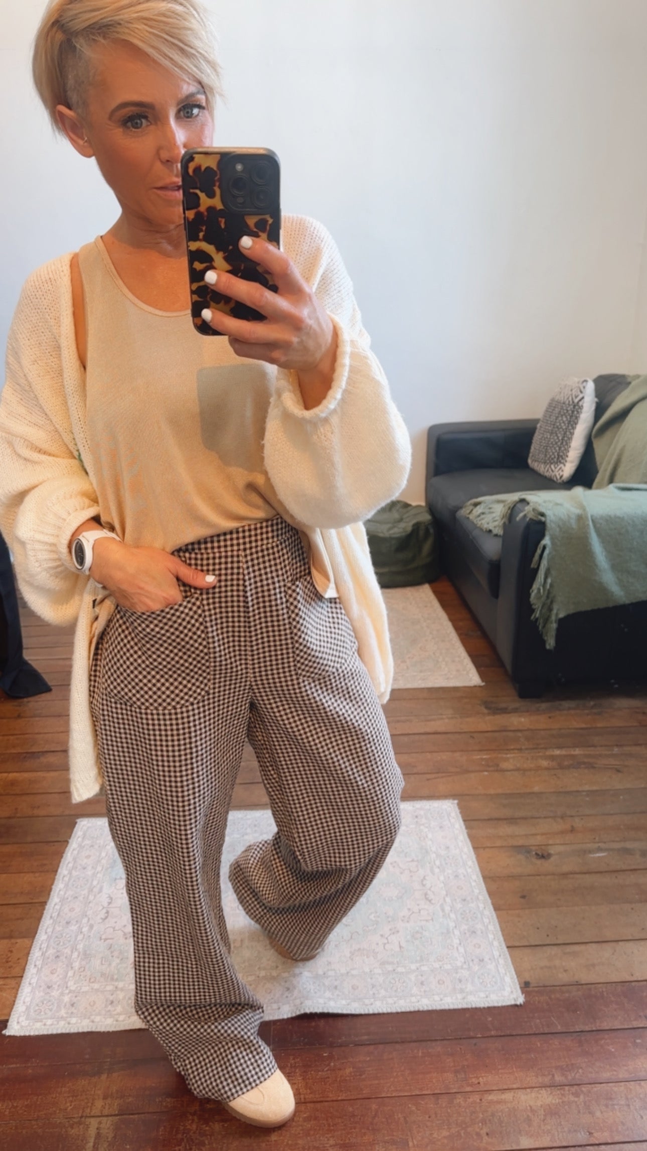 Mocha Gingham Pocket Pants