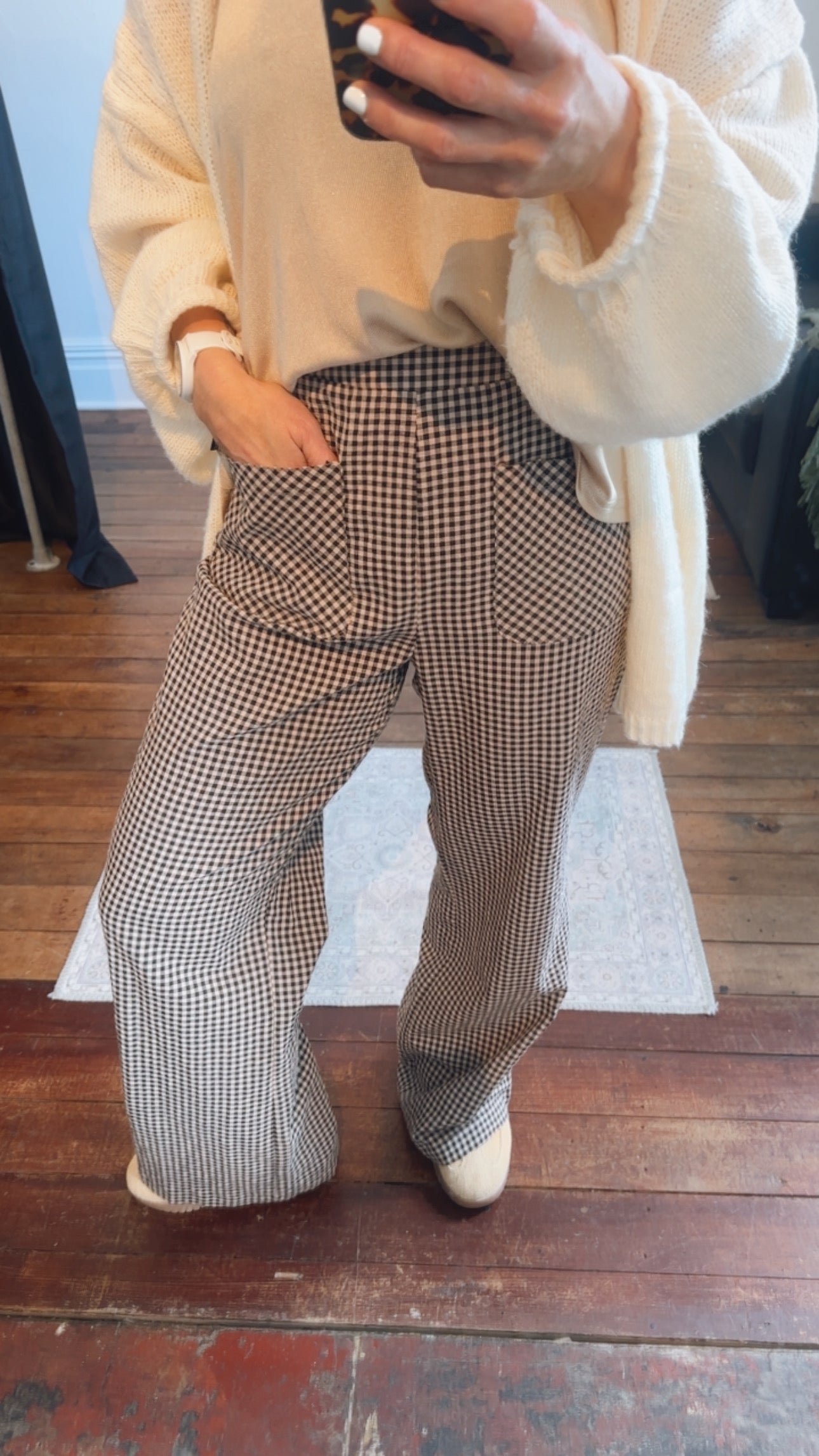 Mocha Gingham Pocket Pants
