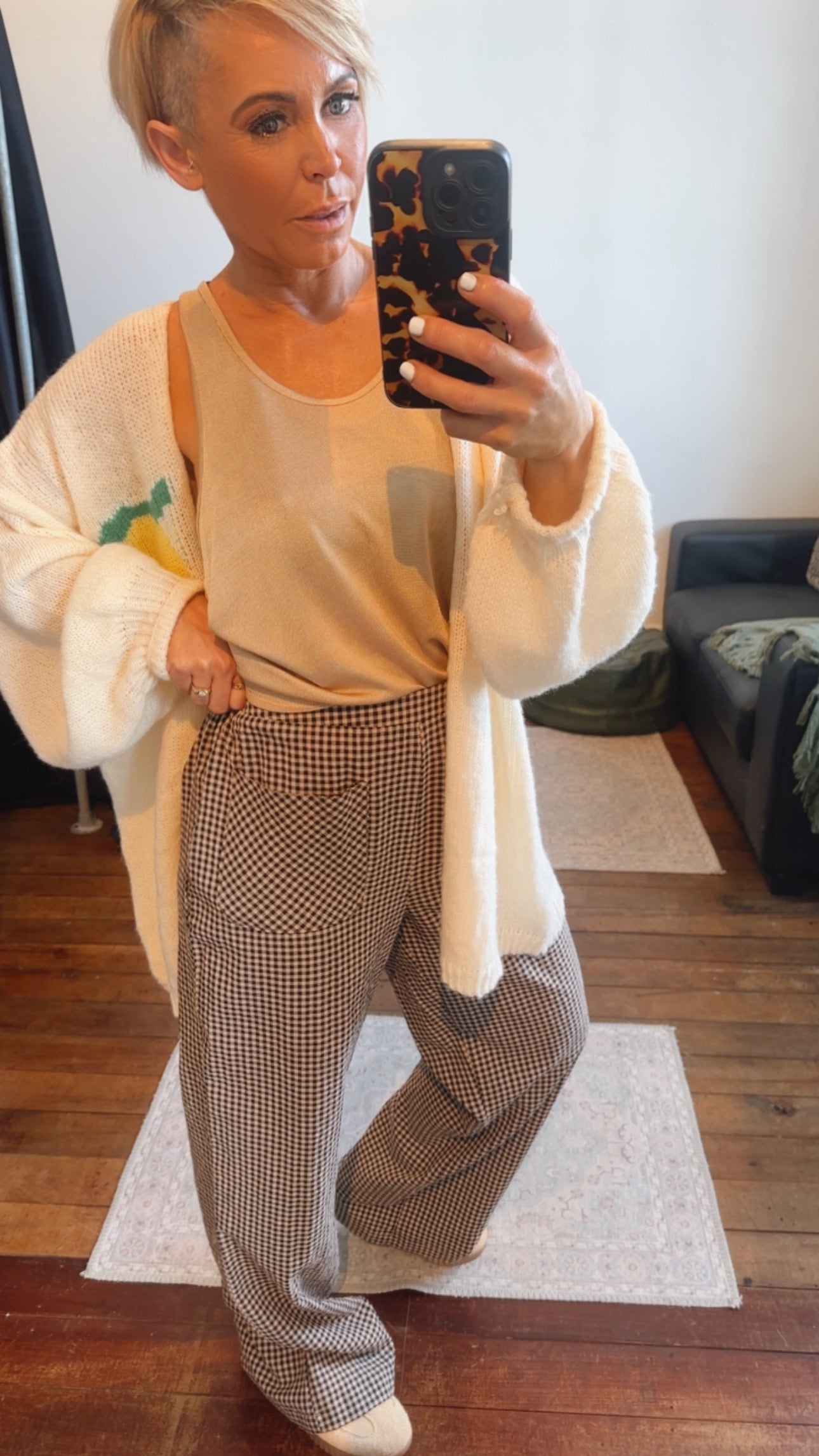 Mocha Gingham Pocket Pants