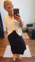 Knit Pencil Midi Skirt Black