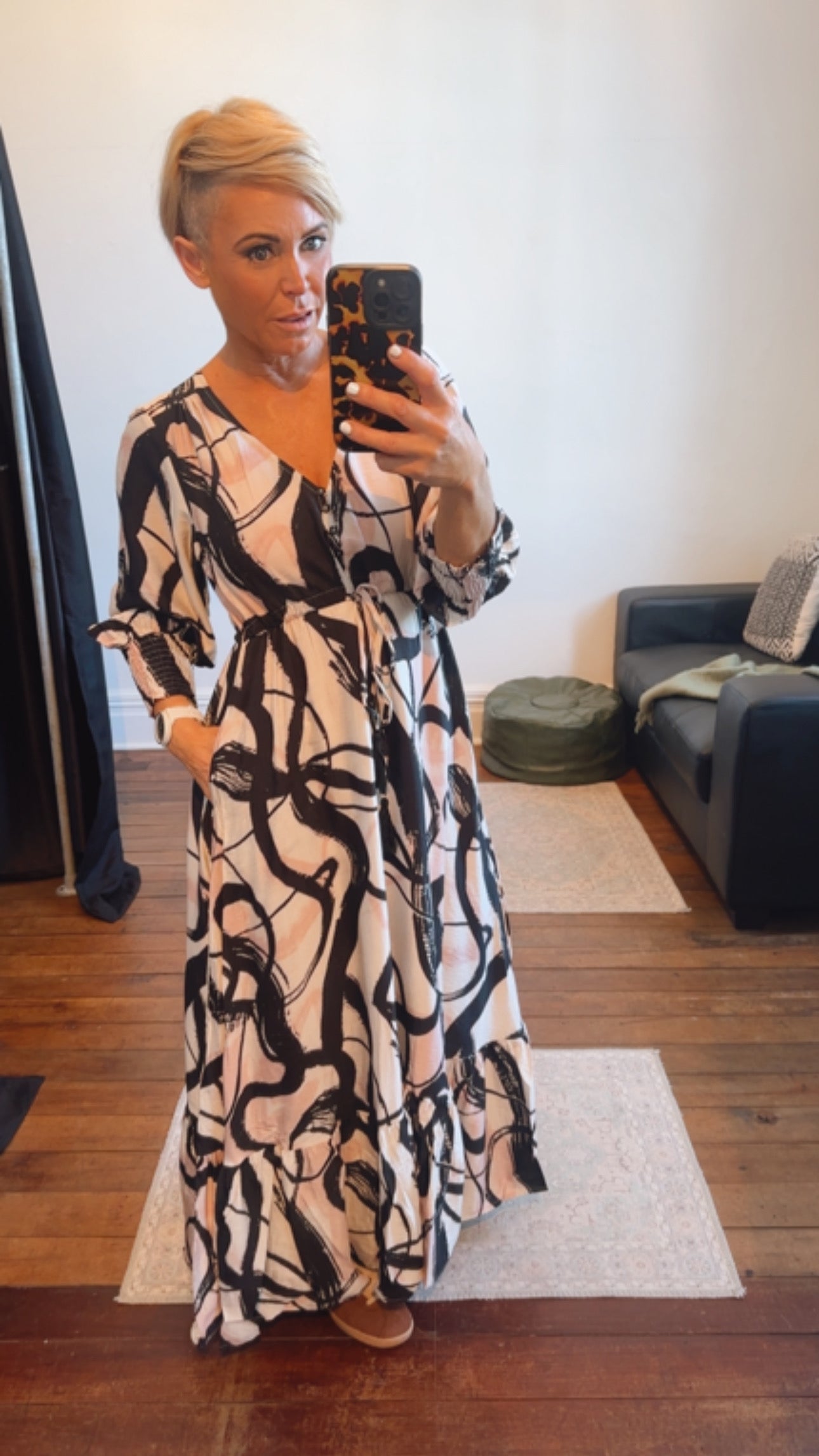 Brush Painting Tier Selma Maxi Dress Pink