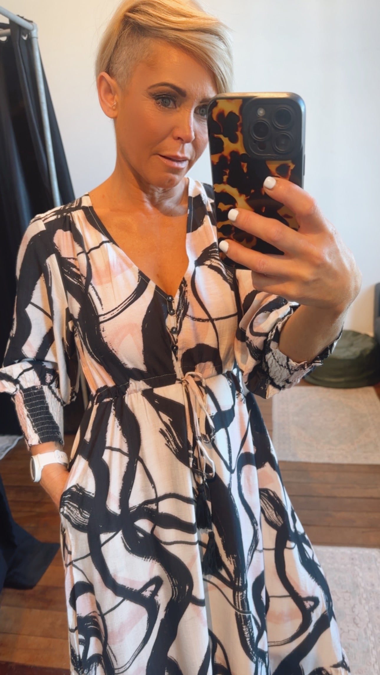 Brush Painting Tier Selma Maxi Dress Pink