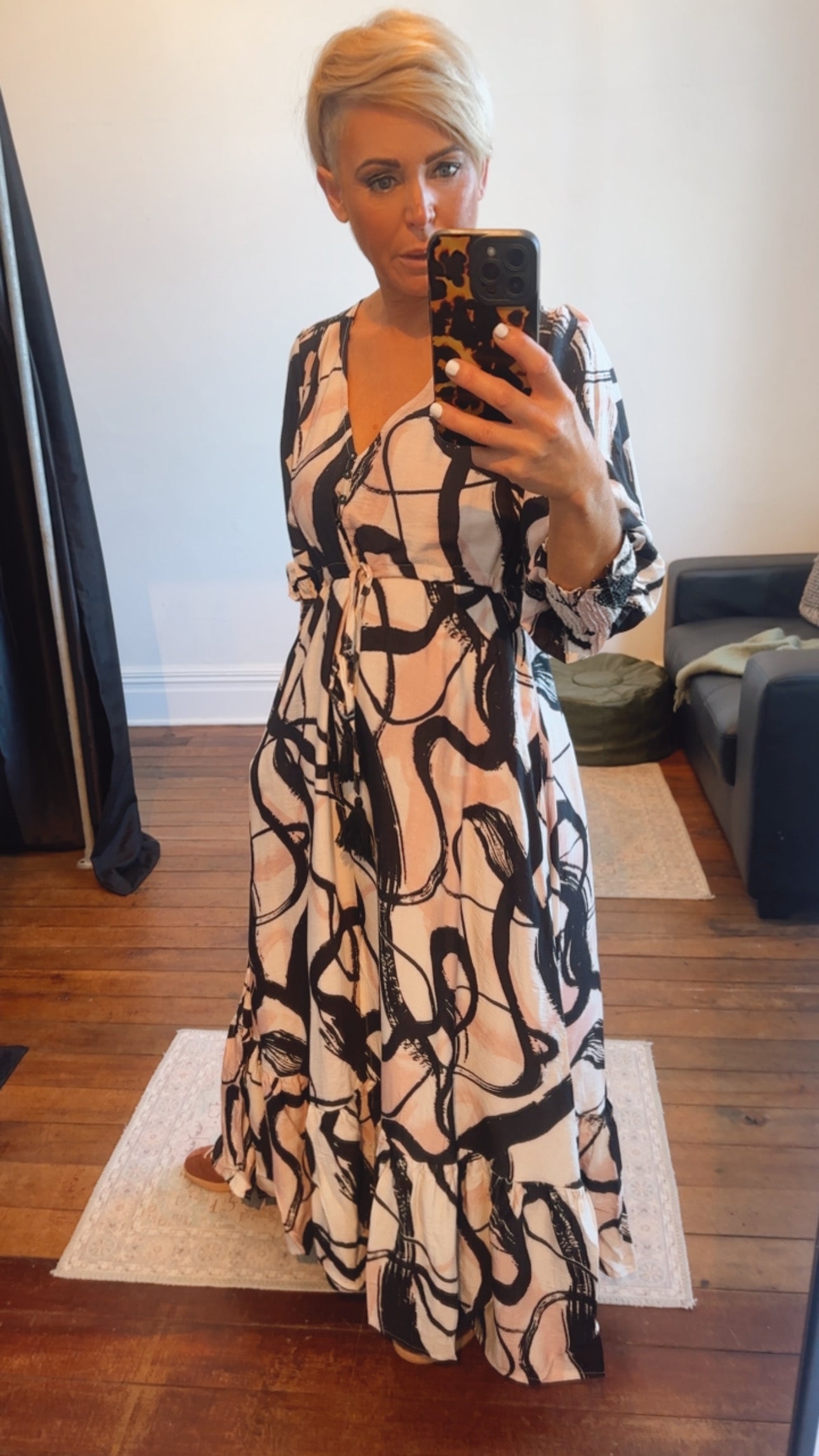 Brush Painting Tier Selma Maxi Dress Pink