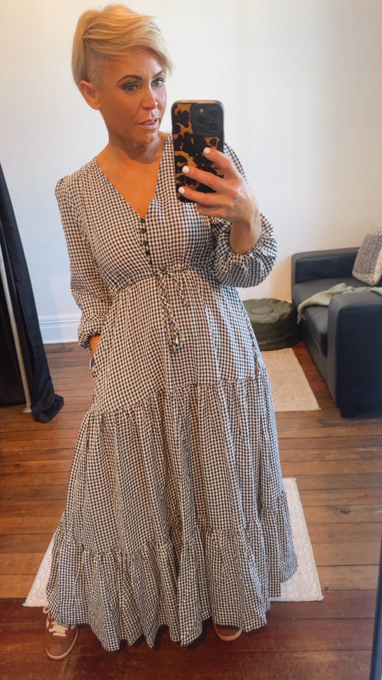Gingham Selma Long Sleeve Maxi Dress