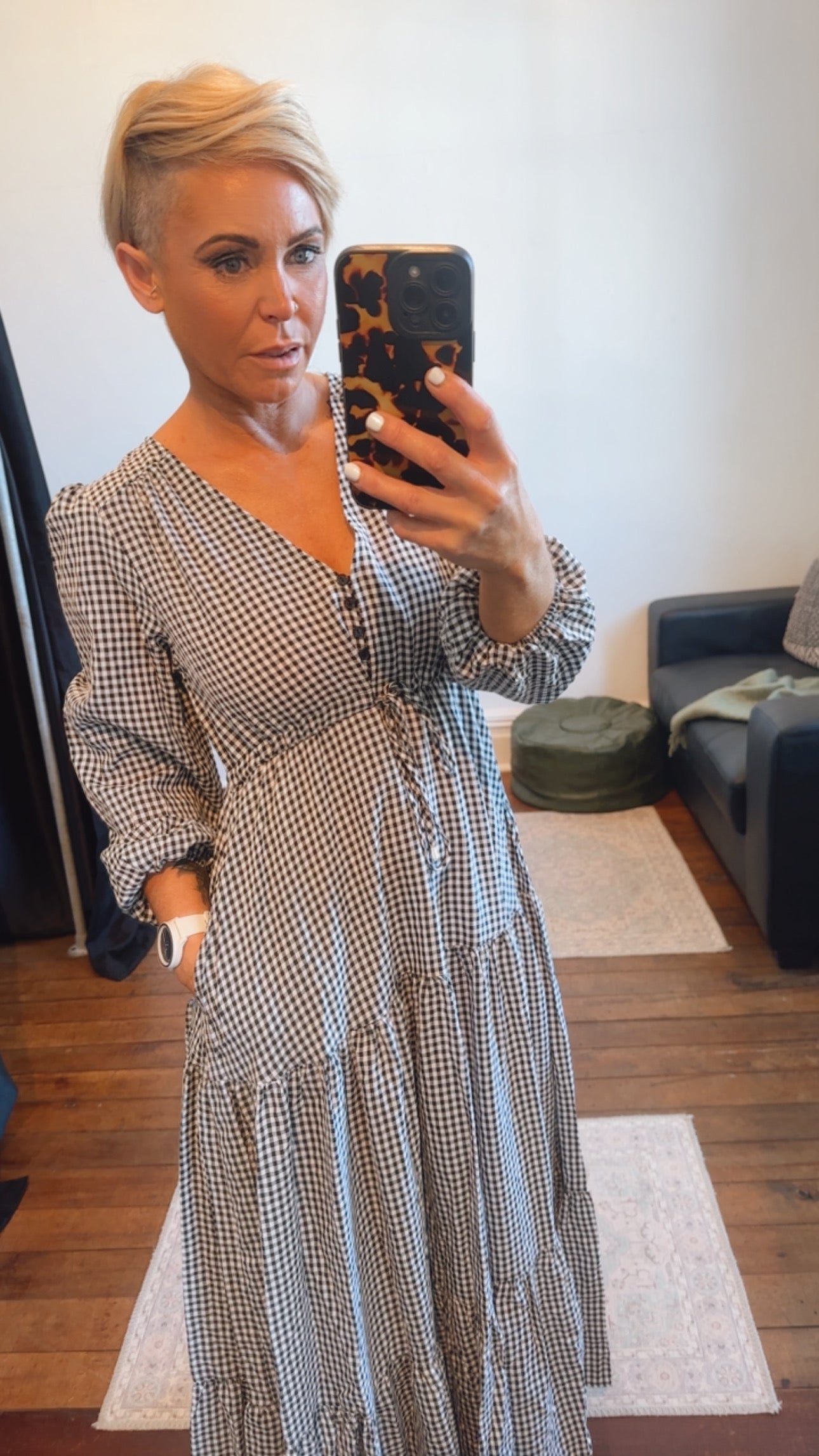 Gingham Selma Long Sleeve Maxi Dress