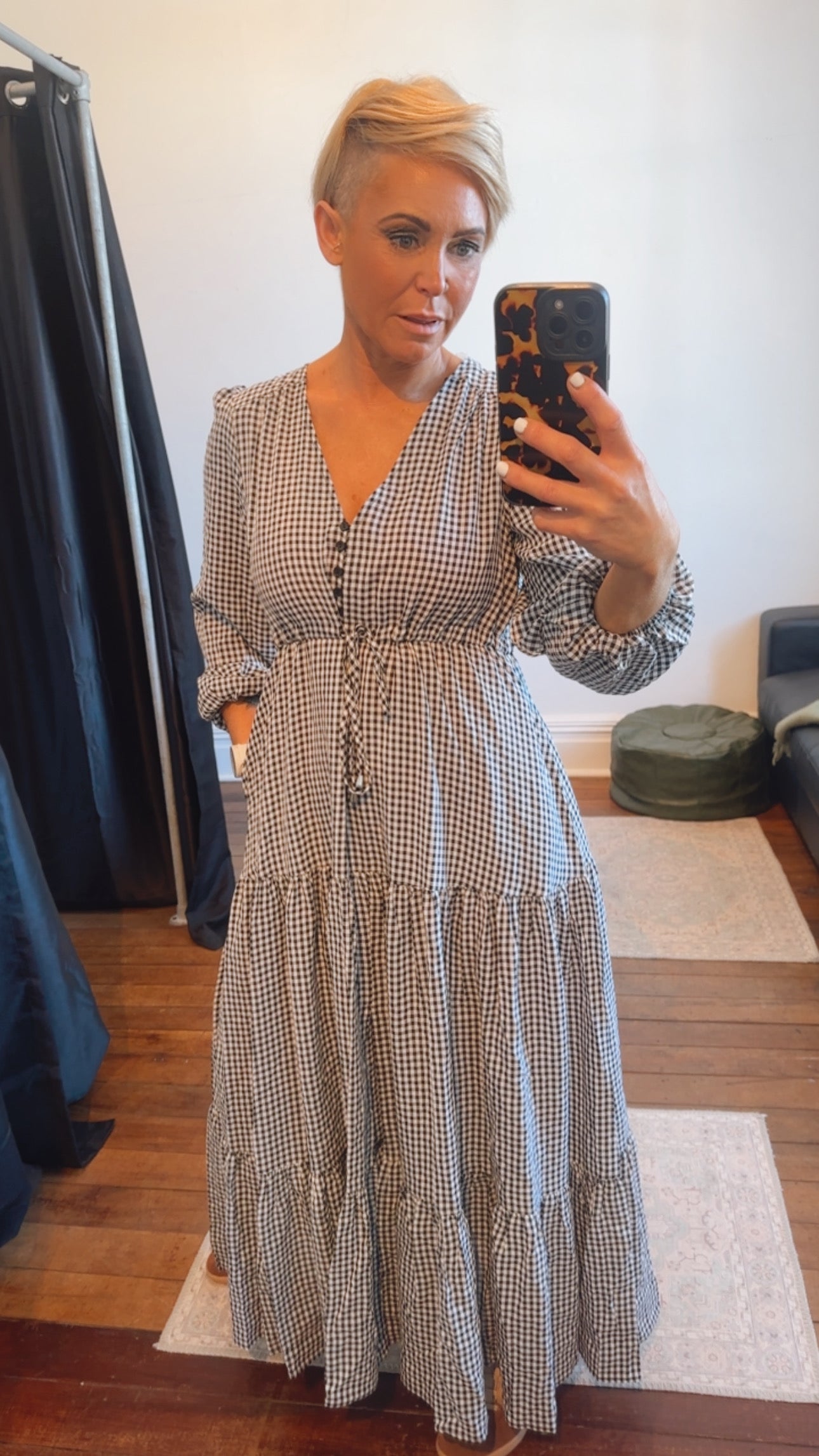 Gingham Selma Long Sleeve Maxi Dress