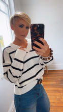 Drop Shoulder V Neck Knit Stripe Jumper