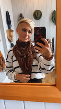 Crinkle Floral Print Brown Scarf