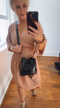 Drawcord PU Crocodile Crossbody Bag