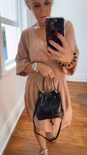 Drawcord PU Crocodile Crossbody Bag