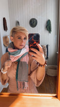 Green & Pink Check Knit Scarf