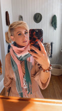 Green & Pink Check Knit Scarf