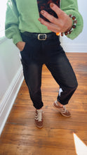 Vintage Black Pleat Front Stretch High Waist Cropped Jeans