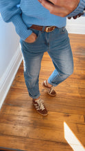 Airforce Blue Barrel Leg Stretch Jeans
