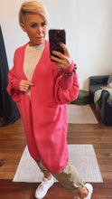 Blouson Sleeve Longline Knit Cardi Fuschia