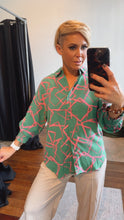 Ana Print Shirring Cuffs Shirt Green
