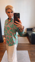 Ana Print Shirring Cuffs Shirt Green