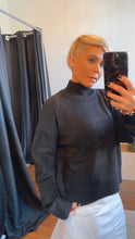 Melange Oversized Half Skivvy Knit Jumper Black