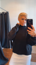Melange Oversized Half Skivvy Knit Jumper Black