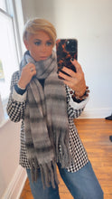 Grey Ombre Knit Tassel Scarf