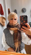 Brown & Beige Check Fluffy Scarf
