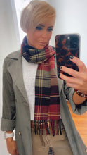Burgundy Check Knit Scarf