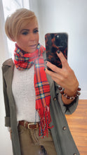 Red Check Knit Scarf