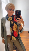 Black Leaf Print Scarf