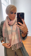 Pastel Pink & Grey Knit Scarf