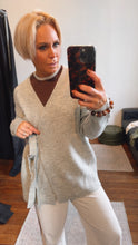 Wool Mix Wrap Knit Top Silver