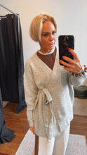 Wool Mix Wrap Knit Top Silver