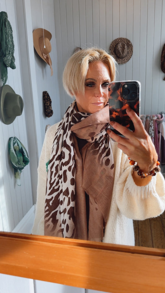 Animal Print Scarf Mocha