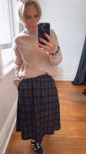 Navy Tartan Full Winter Skirt With Pockets