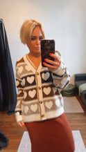 Wool Blend Love Heart Pattern Knit Cardigan