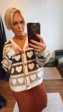 Wool Blend Love Heart Pattern Knit Cardigan