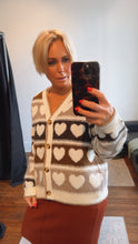 Wool Blend Love Heart Pattern Knit Cardigan