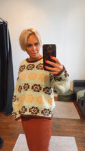 Wool Blend Brown Flower Pattern Mint Knit Jumper
