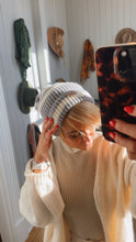 Stripe Beanie Knit Grey & White