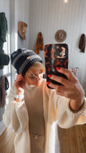 Stripe Knit Beanie Black & Grey