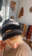 Stripe Knit Beanie Black & Grey