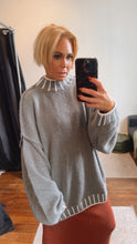 Grey Border Oversized Wool Blend Jumper
