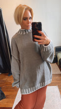 Grey Border Oversized Wool Blend Jumper