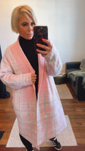 Pink Long Check Wool Blend Coat